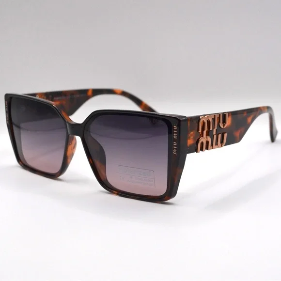 MIU MIU Women’s Polarized Sunglasses | Tortoise Brown | Grey Purple Lens | New - Picture 1 of 16